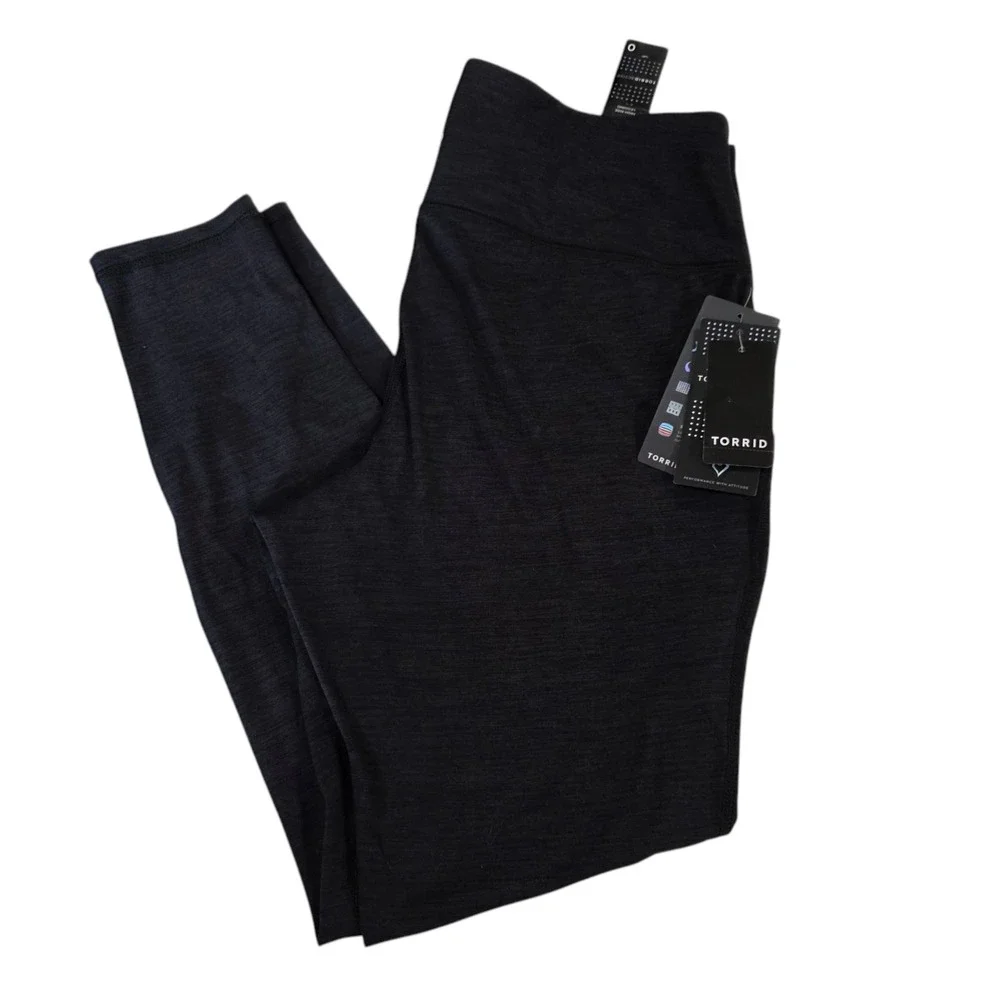 Torrid Cropped Leggings Womens 0 Black High‎ Rise Stretch Yoga Athletic Pull On